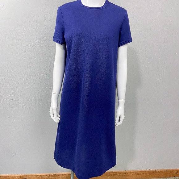 Vintage 60s World Knits Zephyr Wool Dress Jacket Set Size 14 Royal Blue Ribbed - Picture 4 of 9